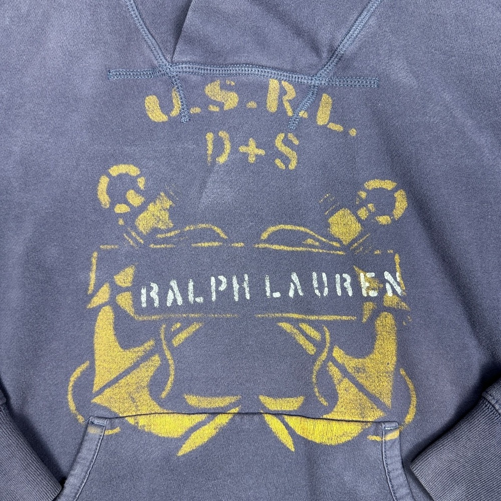 Denim & Supply Ralph Lauren Hoodie L Purple Faded USRL Anchor Nautical Pullover - Picture 2 of 7